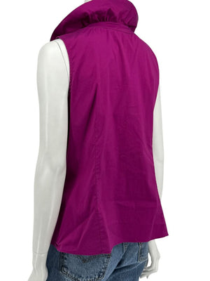 Lafayette 148 New York Sleeveless Cotton Poplin Bow-Collar Blouse – Size 12