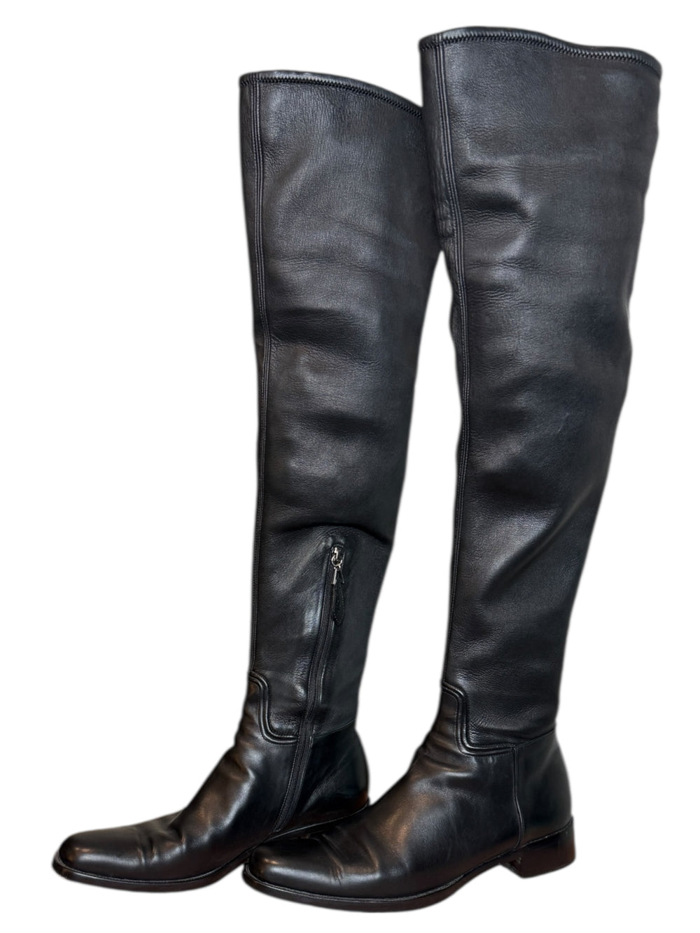 Alaïa Black Leather Over-the-Knee Boots – Size 40.5
