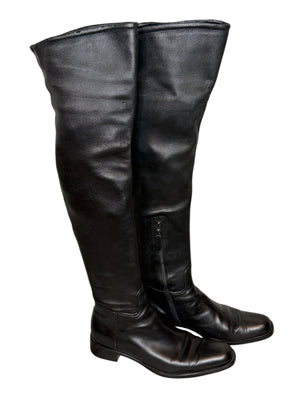 Alaïa Black Leather Over-the-Knee Boots – Size 40.5
