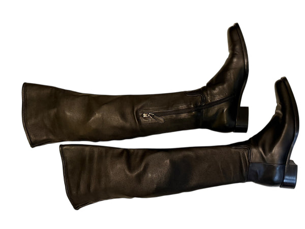 Alaïa Black Leather Over-the-Knee Boots – Size 40.5