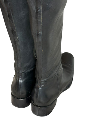 Alaïa Black Leather Over-the-Knee Boots – Size 40.5
