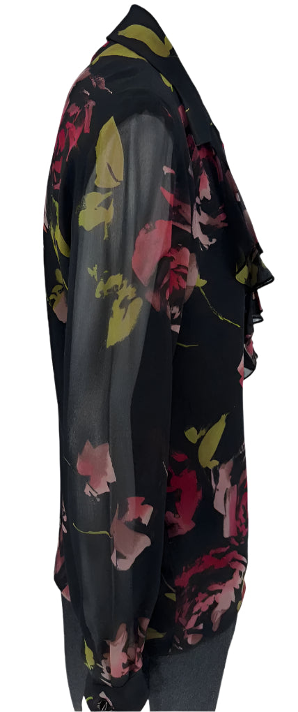Dana Buchman Silk Floral Ruffle Blouse – Size 6