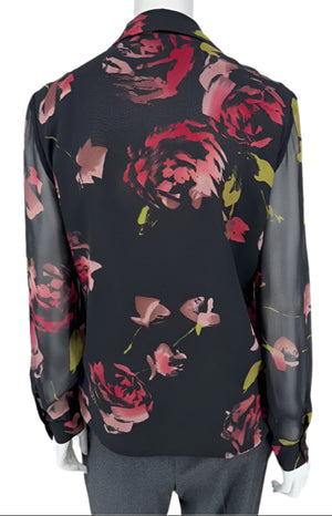 Dana Buchman Silk Floral Ruffle Blouse – Size 6