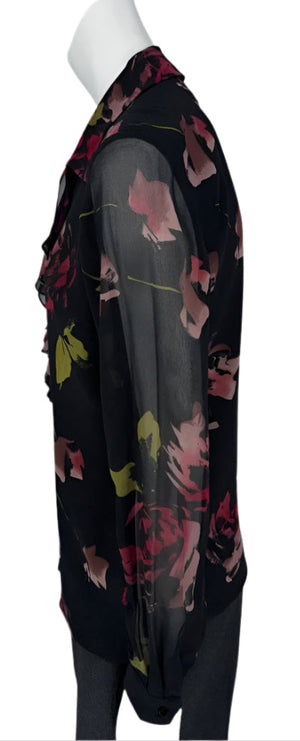 Dana Buchman Silk Floral Ruffle Blouse – Size 6