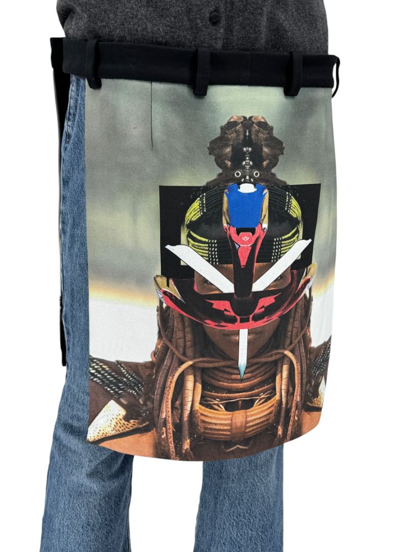 Givenchy Paris Men's Graphic Print Cotton Wrap Apron Skirt Size 50