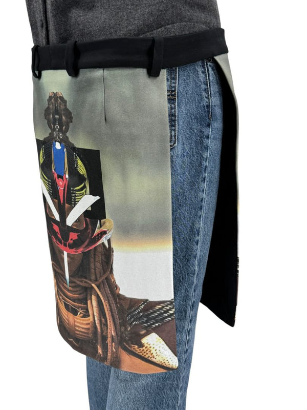 Givenchy Paris Men's Graphic Print Cotton Wrap Apron Skirt Size 50