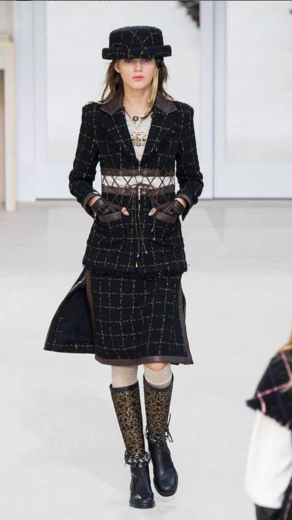 Chanel F/W 2016 Black/Gold Tweed Hat - NEW IN BOX w/Tags