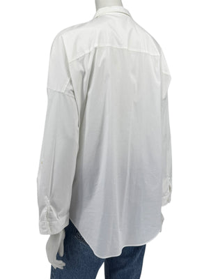 Brunello Cucinelli White Monili Trim Oversized Cotton Button-Front Shirt L