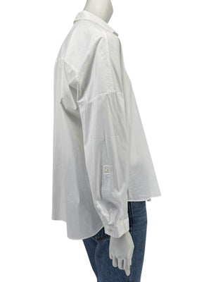 Brunello Cucinelli White Monili Trim Oversized Cotton Button-Front Shirt L