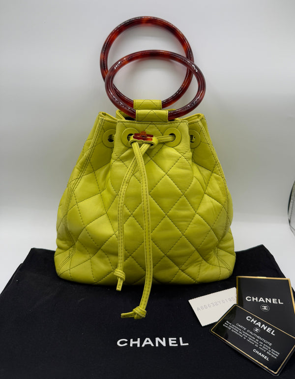 Chanel Matelasse Handbag Tortoise Shell Purse in Avocado Lime