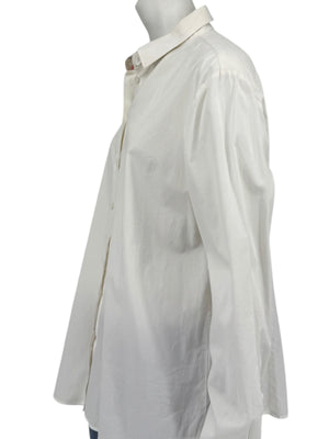 Burberry Brit White Stretch Cotton Nova Check Trim Button Front Shirt XL