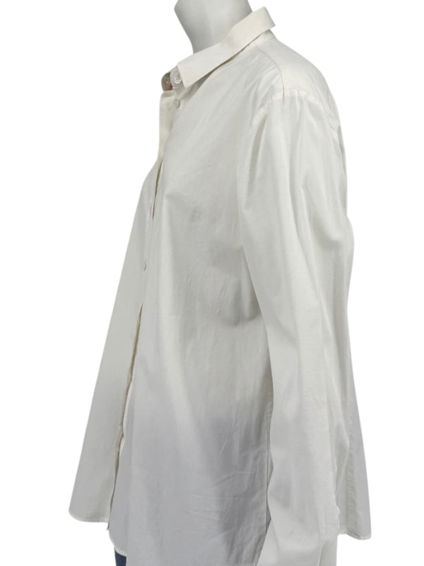 Burberry Brit White Stretch Cotton Nova Check Trim Button Front Shirt XL