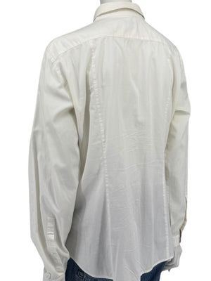 Burberry Brit White Stretch Cotton Nova Check Trim Button Front Shirt XL