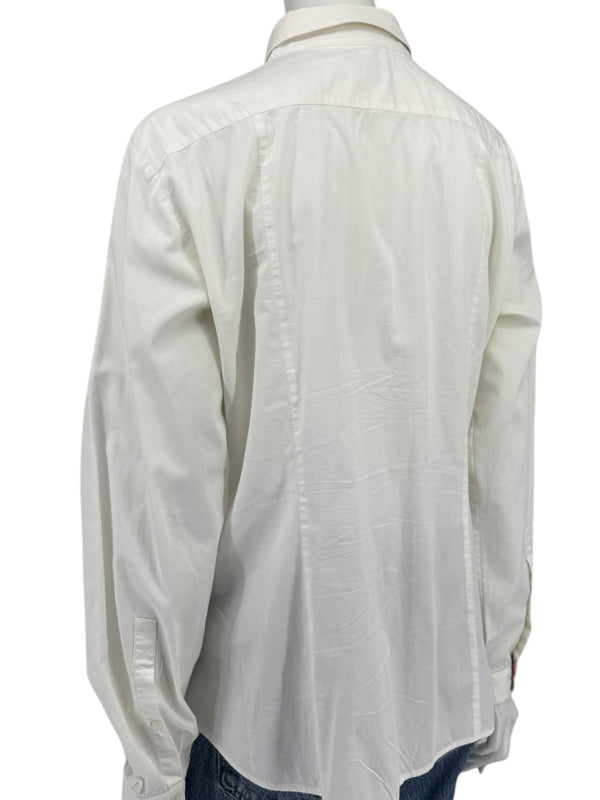 Burberry Brit White Stretch Cotton Nova Check Trim Button Front Shirt XL