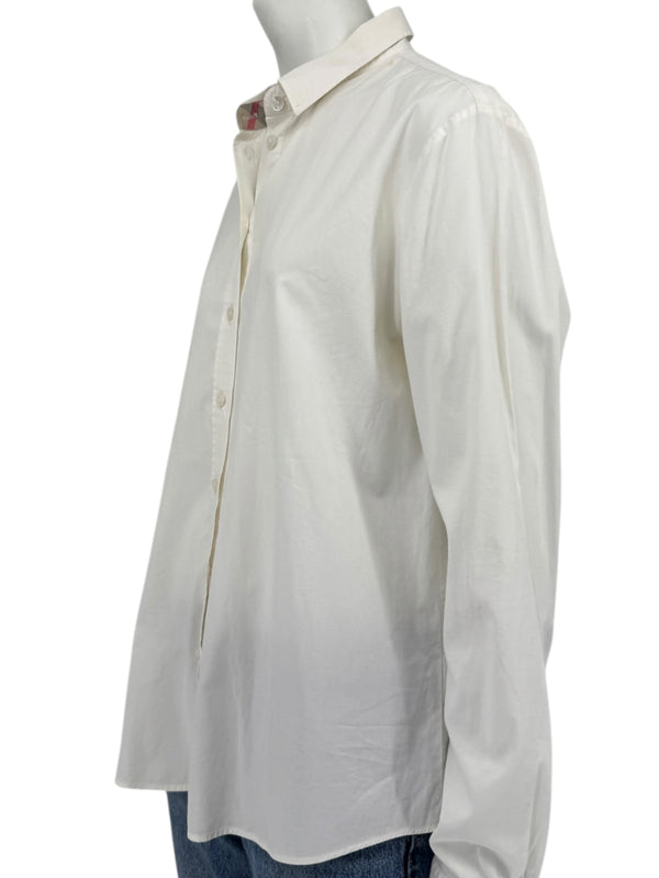 Burberry Brit White Stretch Cotton Nova Check Trim Button Front Shirt XL