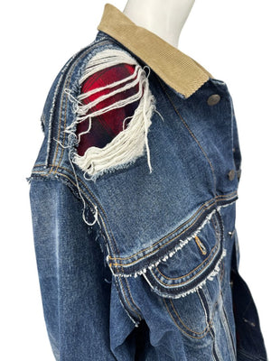 Maison Margiela x Pendleton Distressed Wool-Lined Denim Jacket – Indigo Blue | Size 52