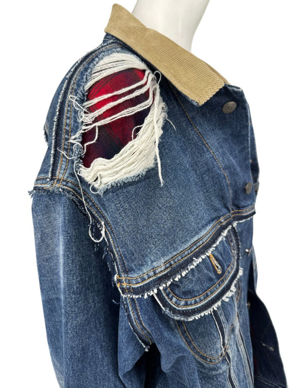 Maison Margiela x Pendleton Distressed Wool-Lined Denim Jacket – Indigo Blue | Size 52