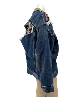 Maison Margiela x Pendleton Distressed Wool-Lined Denim Jacket – Indigo Blue | Size 52
