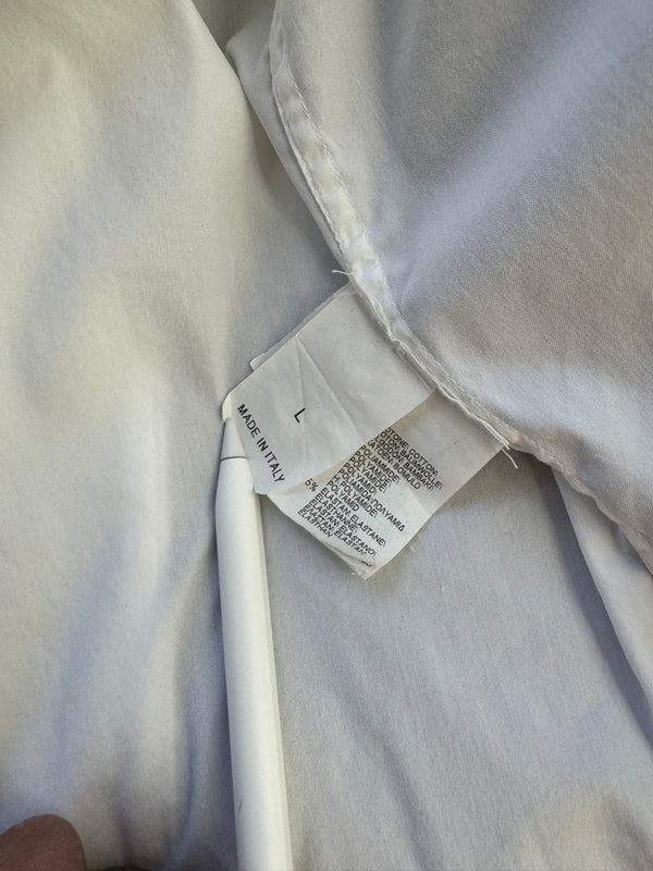 Brunello Cucinelli White Monili Trim Oversized Cotton Button-Front Shirt L