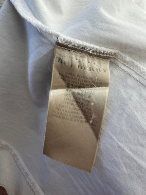 Burberry Brit White Stretch Cotton Nova Check Trim Button Front Shirt XL