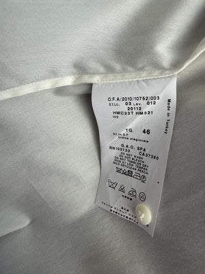 Armani Collezioni Sleeveless Tuxedo Bib Blouse – Ivory White | Size 10 (IT 46)