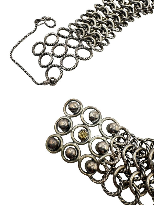 David Yurman Sterling Silver & 18K Gold Atlas Chainmail Necklace & Bracelet Set