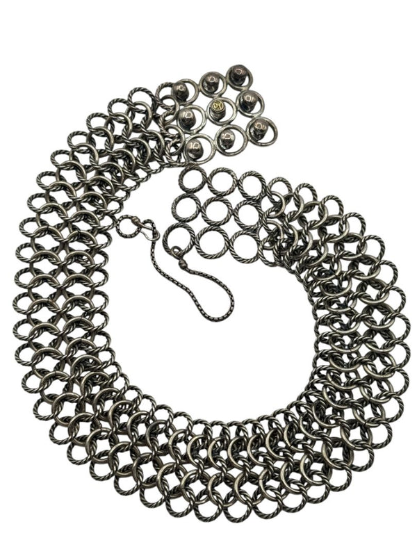 David Yurman Sterling Silver & 18K Gold Atlas Chainmail Necklace & Bracelet Set