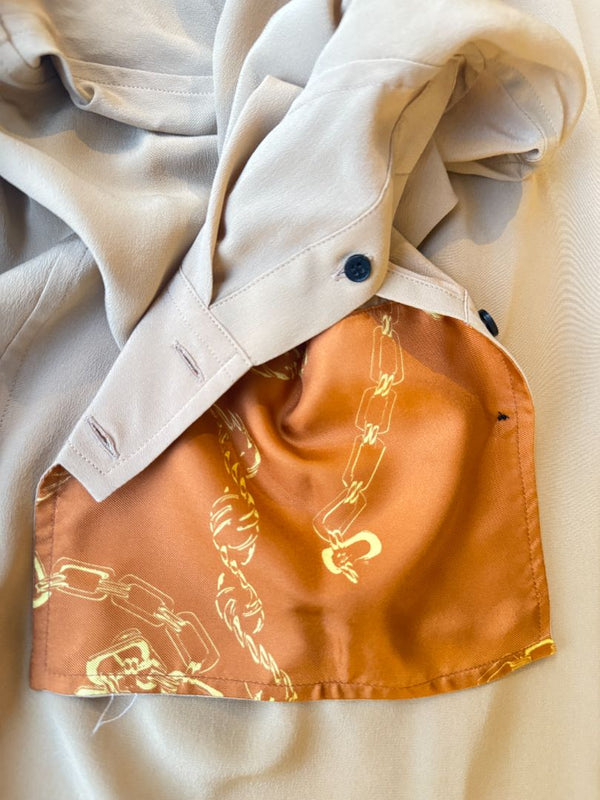 Victoria Beckham Camel Silk Tie-Neck Blouse – Size US 6- NWT