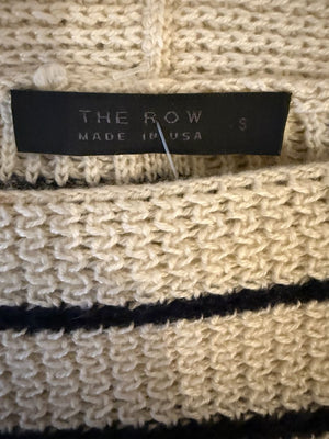 The Row Ivory & Navy Cashmere Striped Boatneck Sweater – Size S