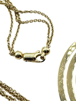 Vintage 14K Gold Concentric Circle Pendant Necklace & Matching Drop Earring Set