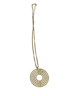 Vintage 14K Gold Concentric Circle Pendant Necklace & Matching Drop Earring Set