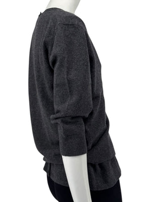 TSE 100% Cashmere Twin Sweater Set with Silk Trim – Gray Marl – Size XL