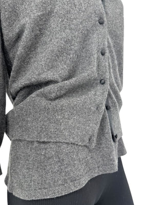 TSE 100% Cashmere Twin Sweater Set with Silk Trim – Gray Marl – Size XL