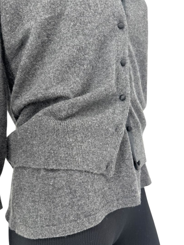 TSE 100% Cashmere Twin Sweater Set with Silk Trim – Gray Marl – Size XL