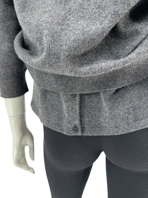 TSE 100% Cashmere Twin Sweater Set with Silk Trim – Gray Marl – Size XL