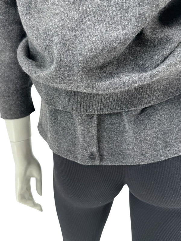 TSE 100% Cashmere Twin Sweater Set with Silk Trim – Gray Marl – Size XL