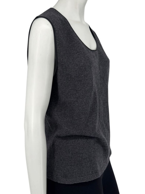 TSE 100% Cashmere Twin Sweater Set with Silk Trim – Gray Marl – Size XL