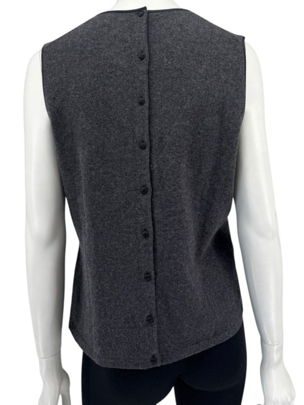 TSE 100% Cashmere Twin Sweater Set with Silk Trim – Gray Marl – Size XL