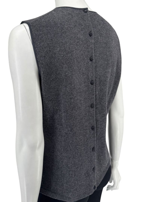 TSE 100% Cashmere Twin Sweater Set with Silk Trim – Gray Marl – Size XL