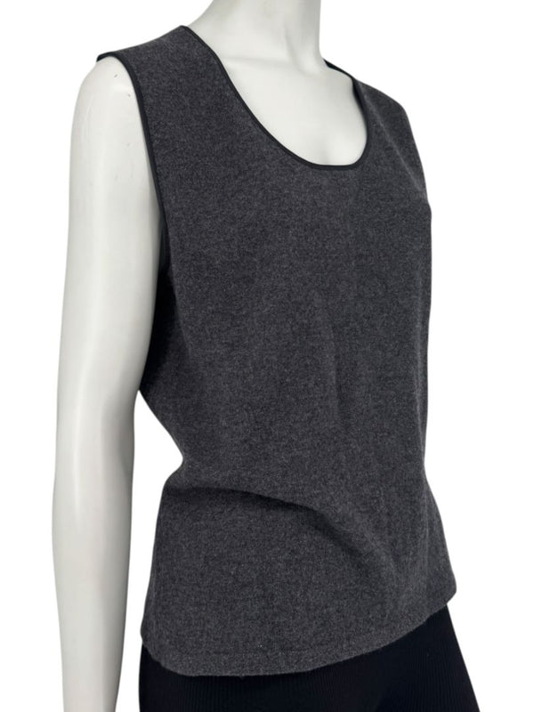 TSE 100% Cashmere Twin Sweater Set with Silk Trim – Gray Marl – Size XL