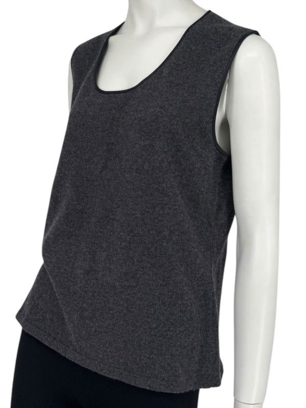 TSE 100% Cashmere Twin Sweater Set with Silk Trim – Gray Marl – Size XL