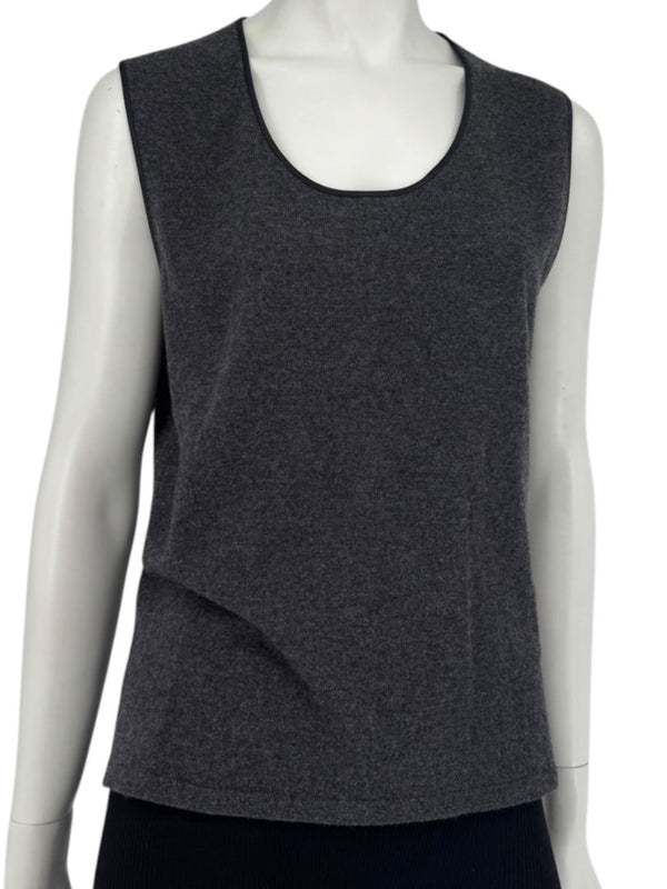 TSE 100% Cashmere Twin Sweater Set with Silk Trim – Gray Marl – Size XL