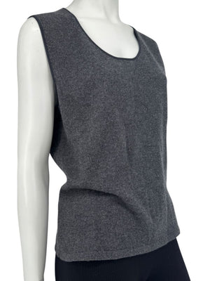 TSE 100% Cashmere Twin Sweater Set with Silk Trim – Gray Marl – Size XL