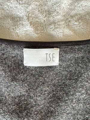TSE 100% Cashmere Twin Sweater Set with Silk Trim – Gray Marl – Size XL