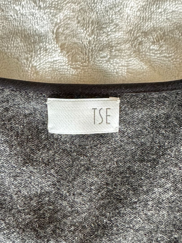 TSE 100% Cashmere Twin Sweater Set with Silk Trim – Gray Marl – Size XL