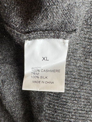 TSE 100% Cashmere Twin Sweater Set with Silk Trim – Gray Marl – Size XL