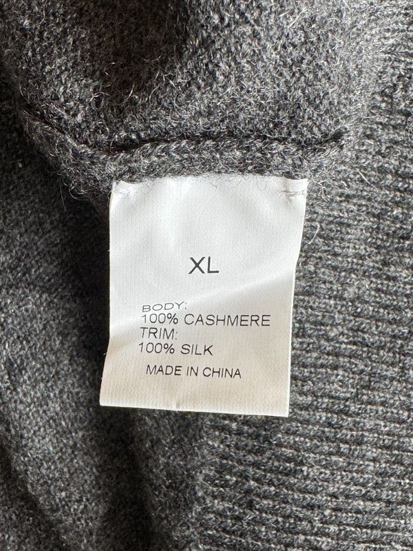 TSE 100% Cashmere Twin Sweater Set with Silk Trim – Gray Marl – Size XL
