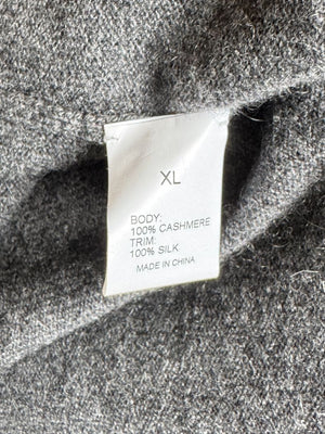 TSE 100% Cashmere Twin Sweater Set with Silk Trim – Gray Marl – Size XL