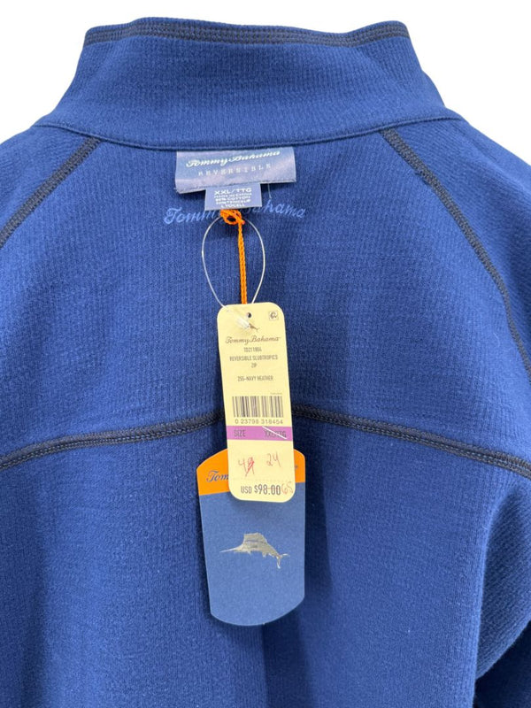Tommy Bahama Reversible Subtropics Quarter-Zip Pullover – Navy Heather – NWT – Size XXL