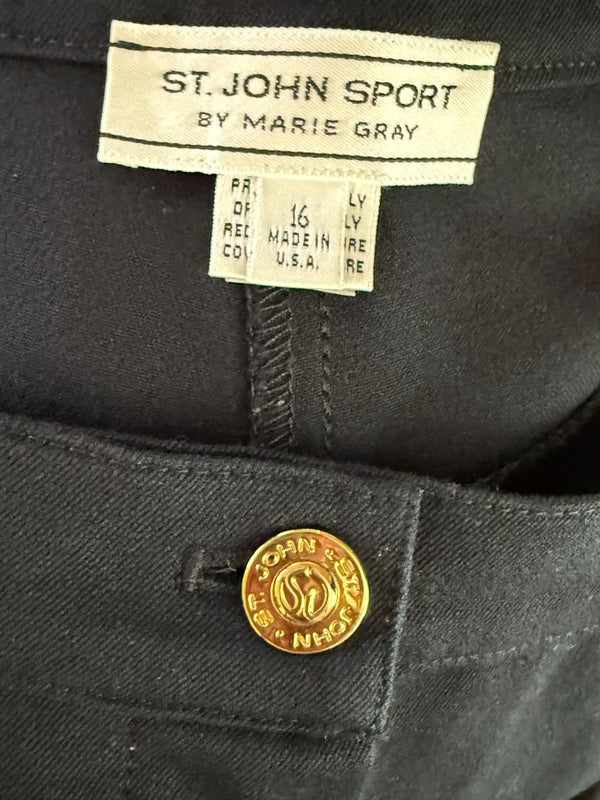 St. John Sport by Marie Gray Navy Stretch Denim-Style Pants – Size 16